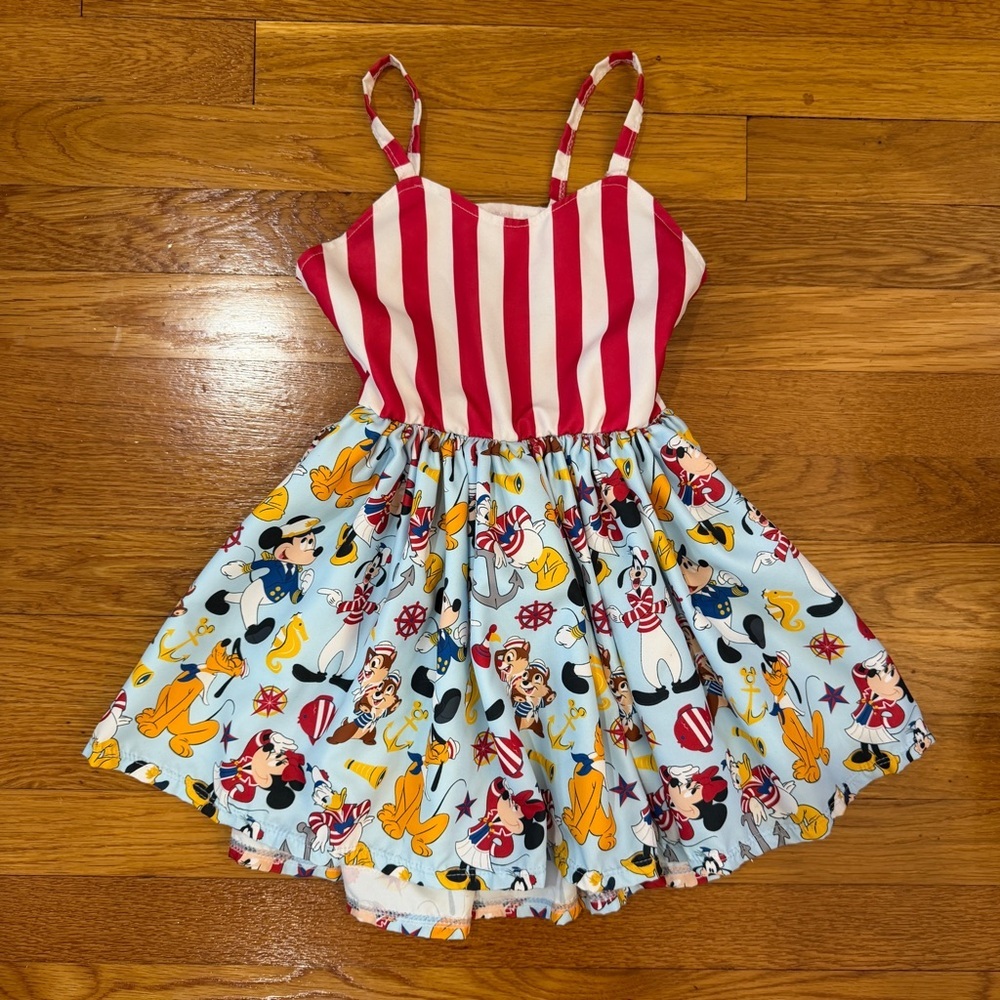 Spoiled & Flashy Boutique Disney Nautical Mickey Friends Dress - Girl's Size 4T - Picture 4 of 9